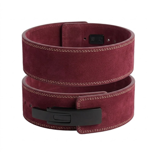 Adjustable Cowhide <b>Weight</b> Lifting Belt Breathable Waist Support Strength <b>Training</b> Unisex Buckle Closure Maroon - Product Image 1