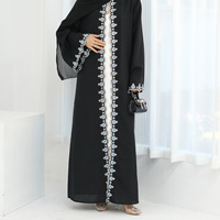 2025 nouveau Premium fleur broderie Abaya Long Cardigan moyen-orient dubaï musulman vêtements Floral brodé robe ouverte Abaya