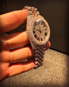 Mechanical Style Dial Sapphire Crystal <b>Stainless</b> <b>Steel</b> Fashion 5mm Case Moissanite Diamond Quartz Watch - Product Image 2