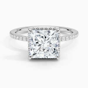 Bague de fiançailles double halo en or 14K personnalisée Bijouterie fine pour mariée Princesse Cut Lab Grown Moissanite Certification originale - Product Image 5