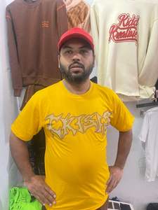 Vente en gros T-Shirt homme décontracté en coton surdimensionné à manches courtes avec col rond solide motif strass logo Tshirt pour hommes - Product Image 2