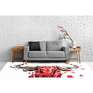 Polygon Bull Large <b>Rug</b>, Entryway Gift <b>Rug</b> For Home, Printed <b>Rug</b>,Chenille <b>Rug</b> - Product Image 5