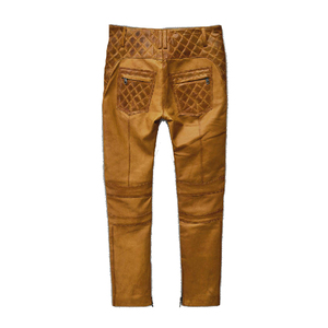 Pantalon en cuir de créateur de qualité supérieure motif droit léger Hip Hop Streetwear taille haute marque personnalisée braguette à boutons plate - Product Image 3