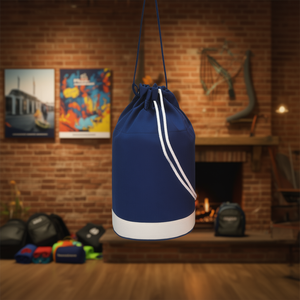 Zaini sportivi personalizzati blu navy con coulisse per merchandising promozionale - Product Image 3