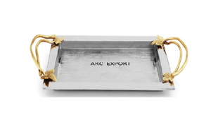 Bandeja decorativa de lujo Bandeja de servicio redonda de acero inoxidable de calidad de lujo con mango de diseñador para suministros de accesorios de hotel en casa - Product Image 6