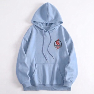 เสื้อฮู้ดสีฟ้าอ่อนทรงปกติ ผ้าฝ้ายฟลีซ มีกระเป๋า โลโก้ด้านหน้า สวมใส่สบายๆ สำหรับฤดูหนาว รุ่นผู้ชาย ปี 2026 - Product Image 1