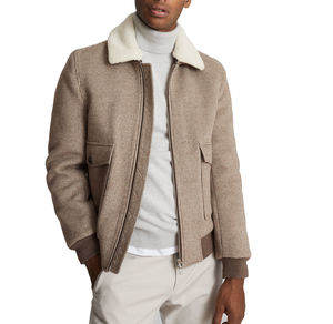 OEM service custom winter logo print shearling fleece thick lining trucker suede <b>jacket</b> for <b>men</b> - Product Image 1