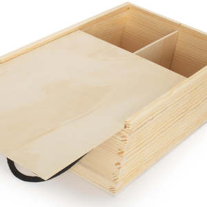 Solid Lid Pinewood Carry Case for 2 <b>Beer</b> Bottles for Parties - Product Image 2