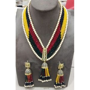 Kundan longues perles de mariage porter collier - Product Image 2