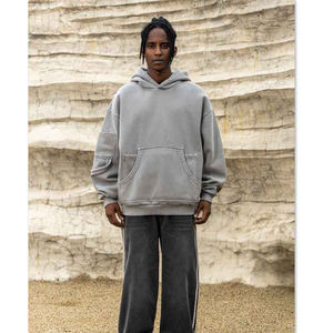 Sudadera con Capucha de Alta Calidad para Hombre, con Logotipo Personalizado, Invierno, Ecológica, 100% Algodón, Felpa, Estilo Vintage, con Pedrería, Manga Larga - Product Image 3