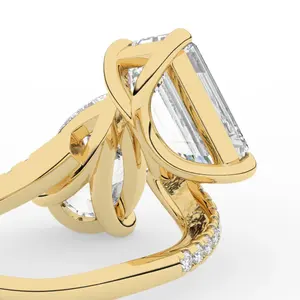 Bague de fiançailles pour femme en or jaune 14 carats, 8,25 carats, taille brillant, solitaire, diamant de laboratoire cultivé, style vintage - Product Image 2