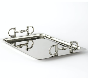 Poignée décorative Plateau de service contemporain en aluminium brillant Décor à la maison Plateau de table de Noël Plateau en métal aluminium - Product Image 1