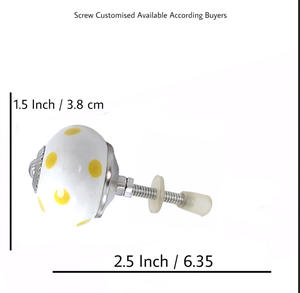 Tiradores de cajón de cerámica con lunares amarillos Limón, tiradores de muebles de Color blanco - Product Image 3