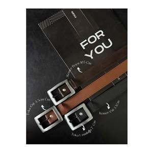 Ceinture pour femme à boucle carrée dorée, occultante, 3 pièces, pour pantalon, veste, robe, chemise - Noir-Bordeau-Marron-Intense - Product Image 1