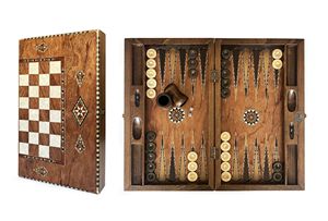 King Handmade Rosewood Backgammon <b>Set</b> Wide with Numerator Leather Bag and Checkers With Box <b>Wood</b> Pieces - Product Image 2