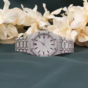 Montre à quartz automatique cloutée en diamant cultivé en laboratoire de Style Hip Hop de luxe ceinture en acier inoxydable 20mm pour les affaires sportives pour les hommes - Product Image 1