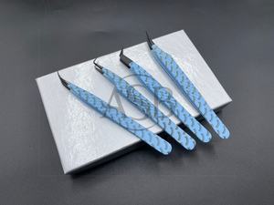 Pince à épiler d'extension de cils à volume de poignée de diamant durable pince à cils en acier inoxydable solide impression de cils pointus-cils - Product Image 2