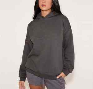 Sweat à capuche en polaire d'hiver de haute qualité Pull lourd pour femmes Confortable Coupe décontractée Surdimensionné Logo avant Sweat à capuche - Product Image 1