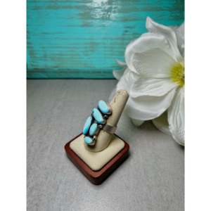Bague ajustable en argent sterling rose doré avec turquoise Golden Hill de Jameson Garcia, sertie de pierres, taille unique, cadeau idéal - Product Image 3