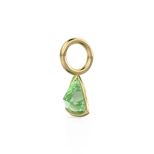 Colgante de Oro Sólido Amarillo de 14k con Bisel y Gema de Peridoto de Corte Trillón de 5mm, Piedra de Nacimiento de Agosto, Componente de Joyería - Product Image 3