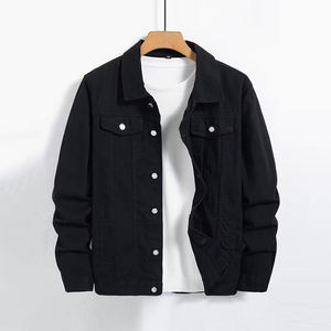 Veste en toile d'hiver pour homme de haute qualité, couleur noire, manches longues, col rabattu, fermeture à boutons en corne, coupe-vent, séchage rapide, utilitaire - Product Image 1