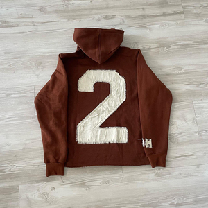 <b>TOP</b> quality <b>Men's</b> Tracksuit Set Screen Printed Distressed Embroidery Patch <b>Cropped</b> Hoodie with Flare Sweatpants <b>for</b> Winter - Product Image 4