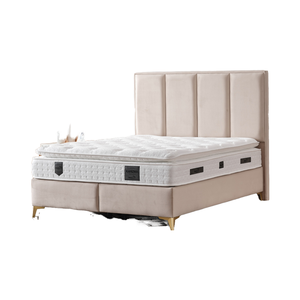 Base de Cama Tapizada de Lujo con Cabecera Acolchada, Estilo Moderno y Minimalista, Tamaño King-Size, para Dormitorio o Apartamento, Fabricada en Turquía - Product Image 1