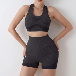 Vente chaude femmes de haute qualité sans couture Spandex Polyester Yoga Set Solid Pattern-Nouvelle Arrivée Écologique Vente en gros Hot Seller - Product Image 3