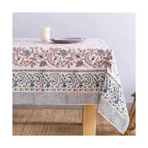 Mantel de Algodón Blanco con Estampado de Ramo Botánico Azul, Diseño Floral Disperso, Rectangular, para Comedor, Venta al por Mayor, OEM, ODM - Product Image 6