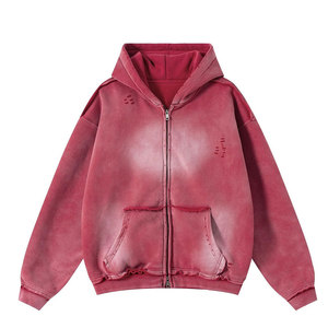 Sweat à capuche zippé confortable et léger, effet délavé, décontracté, pour homme, streetwear quotidien, vêtements d'extérieur - Product Image 1