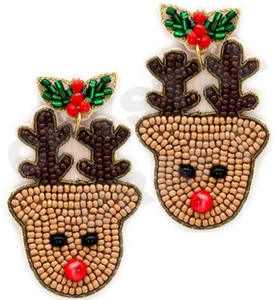 Boucles d'oreilles perlées de Noël de style vintage pour femmes patriotique Orange blanc bleu couleur pour mariage et jour commémoratif - Product Image 6