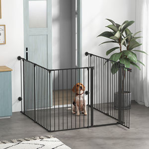 PawHut Puerta Plegable y Modular para Perros de Tamaño Mediano en Metal y Plástico, 123x102x90 cm, Negro - Product Image 2