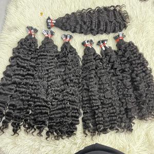 Extension de cheveux à pointe plate, vente en gros de cheveux crus vietnamiens vierges, extensions de cheveux humains bouclés birmans à double tirage - Product Image 6