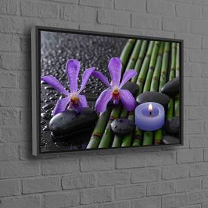 Printed Canvas: Elegant Purple Orchid Bamboo Grove Artwork,1P-Black <b>Framed</b> - Product Image 1