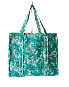 Reusable Durable 100% Cotton Quilted Fabric <b>Tote</b> Bag <b>with</b> <b>Zipper</b> Closure & Custom Logo Option for Daily Shopping - Product Image 1