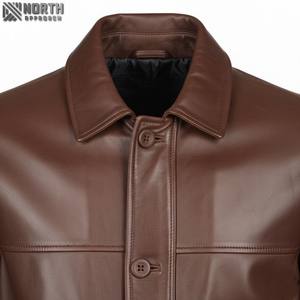 Bleu marine personnalisé haute qualité en cuir véritable veste usine directe grande taille bouton veste en cuir à la mode pour hommes 2025 - Product Image 4