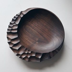 Tazón de Madera Maciza Hecho a Mano, Tazón Decorativo para Servir, Tazón de Madera Natural para Ensaladas y Frutas, Decoración Ecológica para el Hogar y la Cocina - Product Image 1