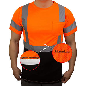Premium Quality <b>High</b> <b>Vis</b> Short Sleeves Safety Reflective Stripes <b>T</b>-<b>Shirt</b> For Men Wholesale OEM Custom Logo Reflective <b>Shirt</b> - Product Image 3