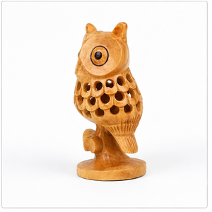 Handmade Eco-Friendly Durable Wooden <b>Owl</b> Sculpture <b>Carved</b> Figure Rustic Animal Decor for Living Room Tabletop Display - Product Image 6