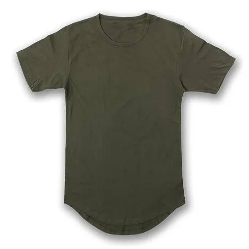 Kaus lengan pendek kasual pria, t-shirt polos garis panjang potongan drop 100% katun kualitas tinggi pakaian musim panas untuk pria
