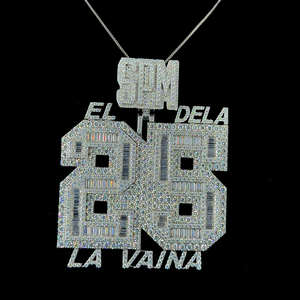 Hip Hop VVS Moissanite redondo y Baguette corte diamante hielo fuera joyería colgante para hombres 925 plata esterlina - Product Image 4