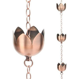 Chaîne de pluie décorative en forme de tulipe avec chaîne de pluie suspendue en métal couleur cuivre Décoration de la maison et du jardin Chaîne de pluie faite à la main - Product Image 4
