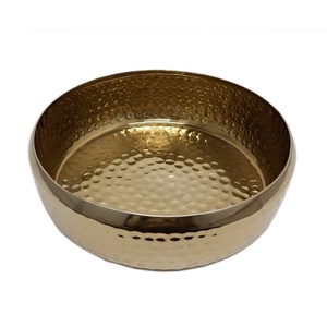Ensaladera redonda de Metal de hierro, cuenco para servir y Frutero de Color blanco y dorado para decoración de cocina y mesa - Product Image 4