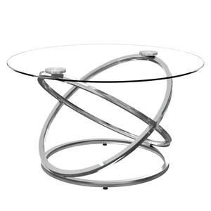 Table basse ronde en métal écologique moderne avec finition argentée et plateau en verre, design unique pour l'ameublement intérieur/restaurants - Product Image 3
