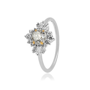 แหวนแต่งงานสำหรับผู้หญิงประดับพลอยสีเงินสเตอริง925เกรดสูงคลาสสิกสำหรับงานเลี้ยง - Product Image 2