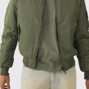 Veste bombardier pour hommes la plus vendue en gros 100% blouson bombardier imperméable en satin blouson bombardier blanc à fermeture éclair - Product Image 5