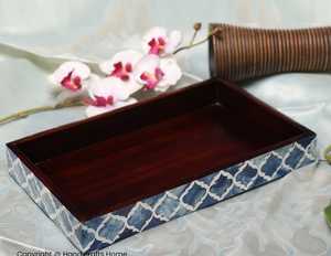Plateau de service en bois avec incrustations d'os faites à la main - Taille et couleur personnalisées Design moderne Occasion Diwali et Ramadan Origine Inde - Product Image 2