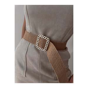 Women's <b>Elastic</b> Woven Belt with Metal Mesh Buckle, Jacket Belt, <b>Dress</b> Belt, Shirt Belt - Wicker - Product Image 6
