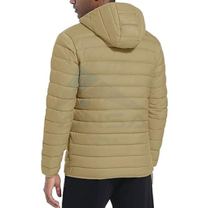 Veste polaire isolée pour hommes en gros manteau d'hiver léger matelassé avec tissu résistant à l'eau et capuche logo de couleurs personnalisées - Product Image 2