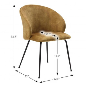 Sedia da Pranzo Curva in Velluto <span class=keywords><strong>Color</strong></span> <span class=keywords><strong>Senape</strong></span> con Gambe in Metallo, Stile Mid-Century Modern per <span class=keywords><strong>Cucina</strong></span> e Soggiorno - Product Image 6